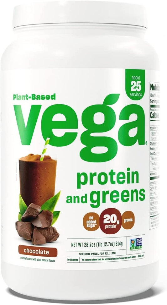 Chocolate Protein & Greens Blend - 20g Plant-Based Protein with Added Vegetables, Non-GMO Pea Protein for Both Women and Men - 1lb (Packaging Variations)